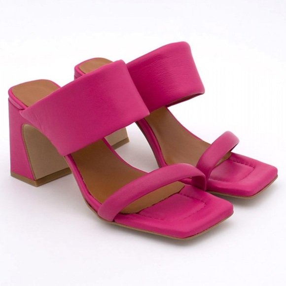 •ANGEL ALARCON Anthropologie• NEW Partown Fuchsia Heel Sandal Size EU 40 /US 9 - Picture 1 of 16